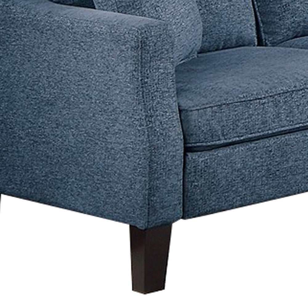 Gaia 2 Piece Sofa and Loveseat Set, 4 Throw Pillows, Cushioned Navy Blue - BM300302