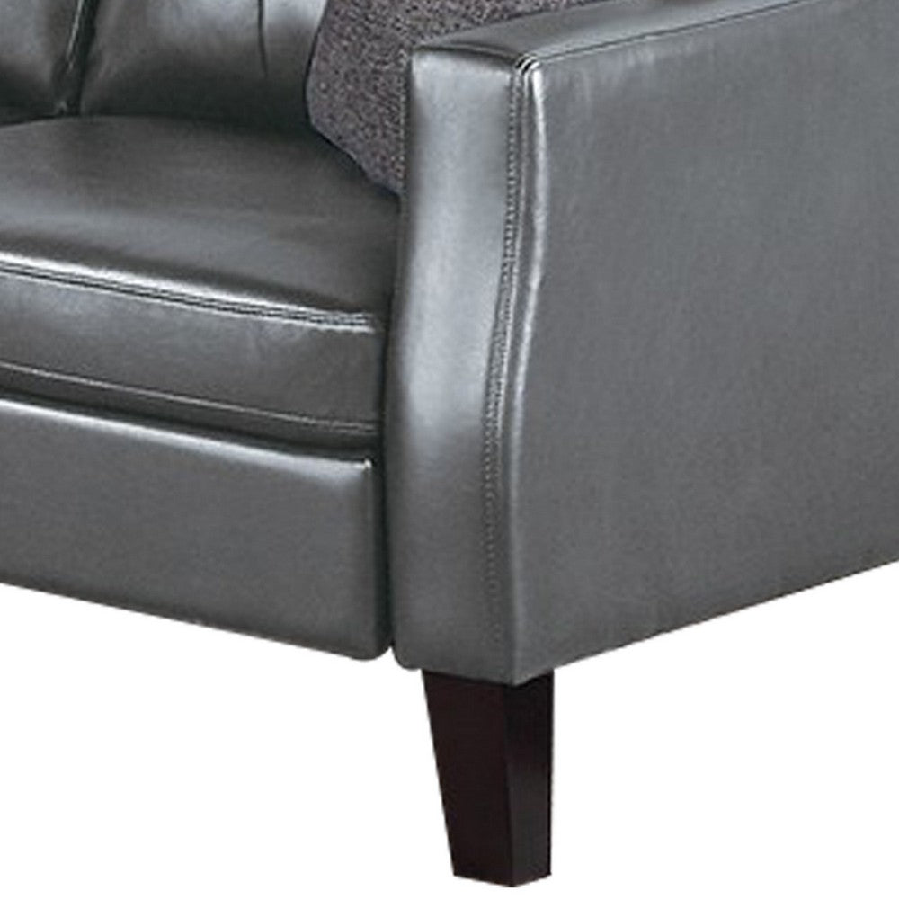 Hera 2 Piece Sofa and Loveseat Set, 4 Pillows, Classic Gray Faux Leather - BM300304