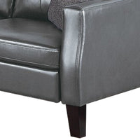 Hera 2 Piece Sofa and Loveseat Set, 4 Pillows, Classic Gray Faux Leather - BM300304