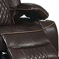 Seda 71 Inch Power Reclining Loveseat, Storage Console, Brown Faux Leather - BM300315