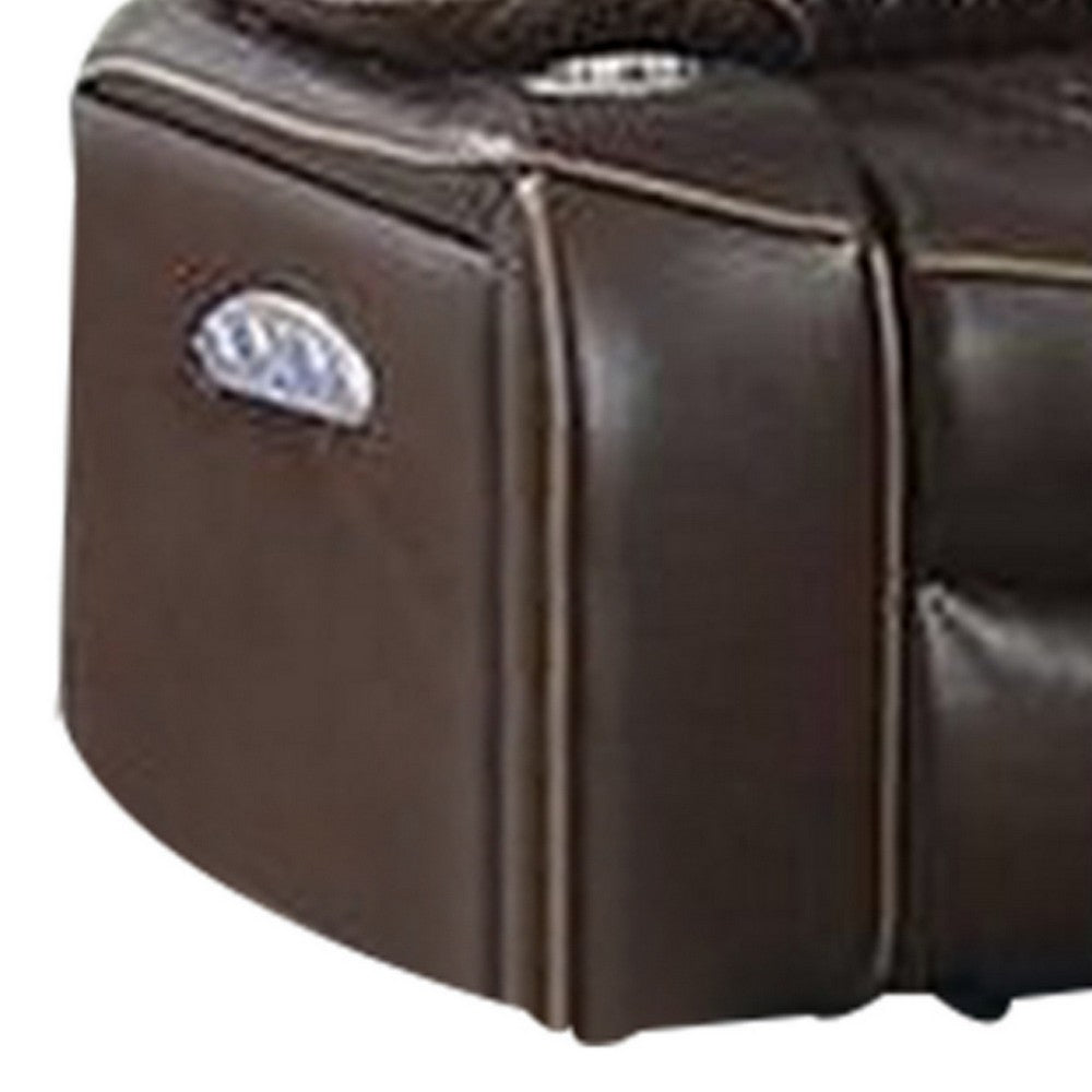 Seda 71 Inch Power Reclining Loveseat, Storage Console, Brown Faux Leather - BM300315