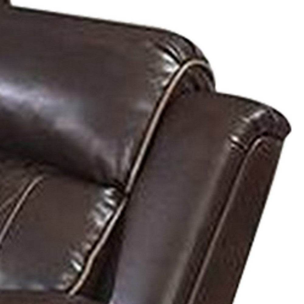 Seda 80 Inch Power Reclining Sofa, USB Port, Dark Brown Vegan Faux Leather - BM300316