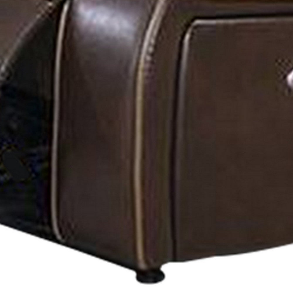 Seda 80 Inch Power Reclining Sofa, USB Port, Dark Brown Vegan Faux Leather - BM300316