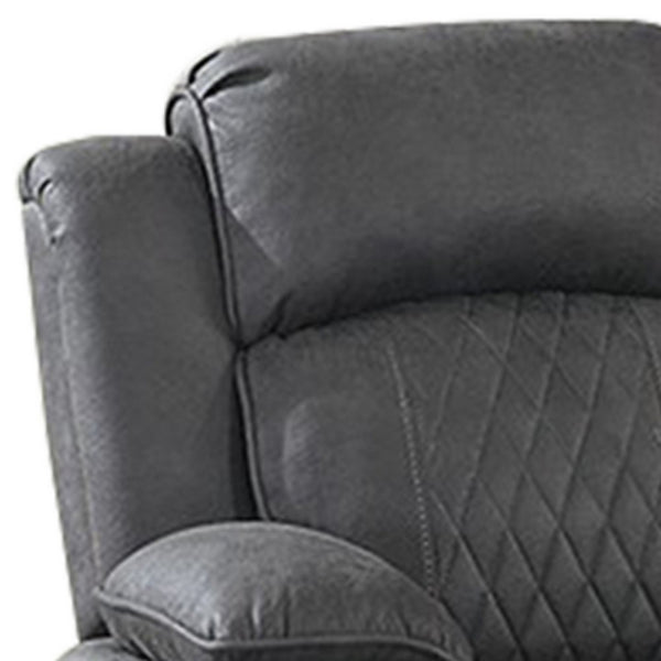Seda 71 Inch Power Reclining Loveseat, Storage Console, Gray Faux Leather - BM300317
