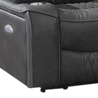 Seda 71 Inch Power Reclining Loveseat, Storage Console, Gray Faux Leather - BM300317
