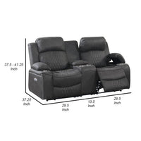 Seda 71 Inch Power Reclining Loveseat, Storage Console, Gray Faux Leather - BM300317