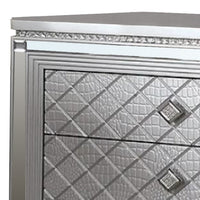 Blex 29 Inch Nightstand with 3 Drawers, Crossed Design, Silver Finish - BM300501