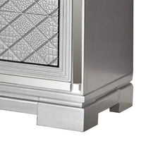 Blex 29 Inch Nightstand with 3 Drawers, Crossed Design, Silver Finish - BM300501