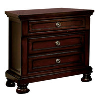 Uok 29 Inch Nightstand, Metal Handles, USB Charging Port, Dark Cherry Brown - BM300507