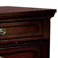 Uok 29 Inch Nightstand, Metal Handles, USB Charging Port, Dark Cherry Brown - BM300507