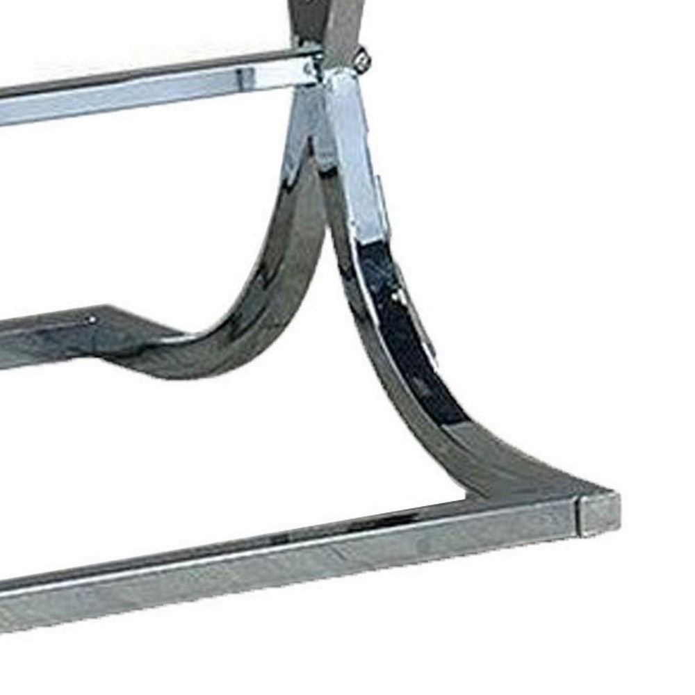 Gavin 24 Inch Side End Table, Mirrored Panels, Curved Crossed Base, Chrome  - BM300550