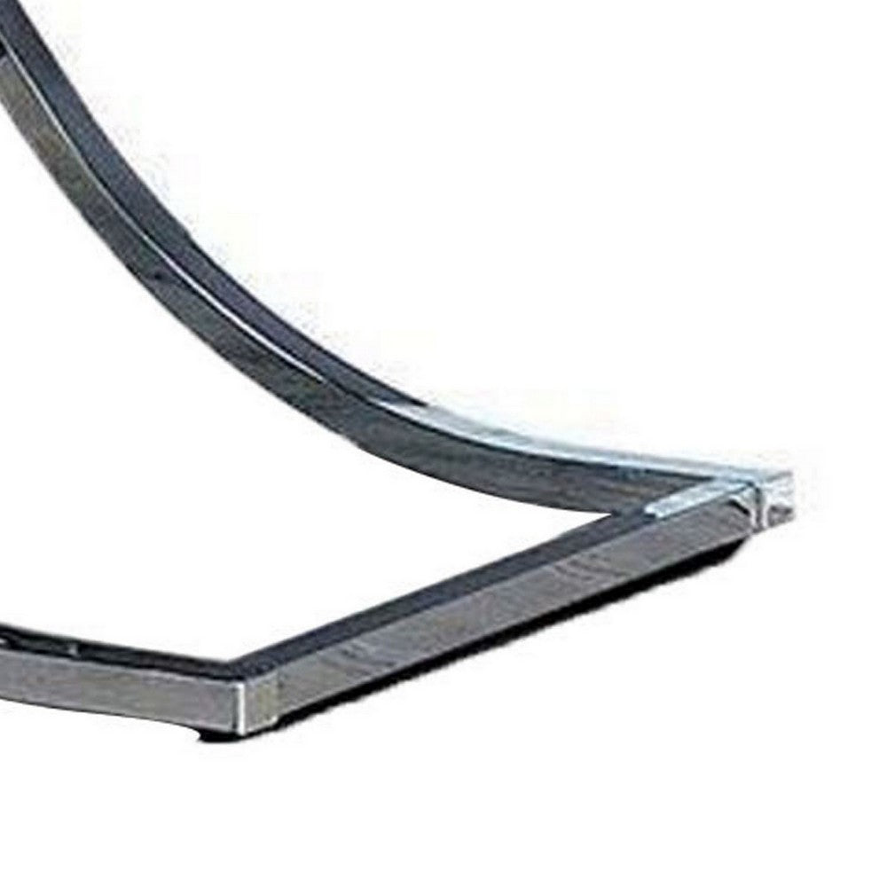 Gavin 48 Inch Sofa Console Table, Mirrored Panels, Crossed Frame, Chrome - BM300551