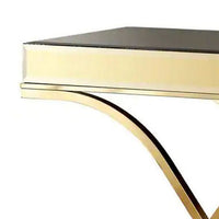 Gavin 48 Inch Sofa Console Table, Mirrored Panels, Crossed Frame, Gold  - BM300553
