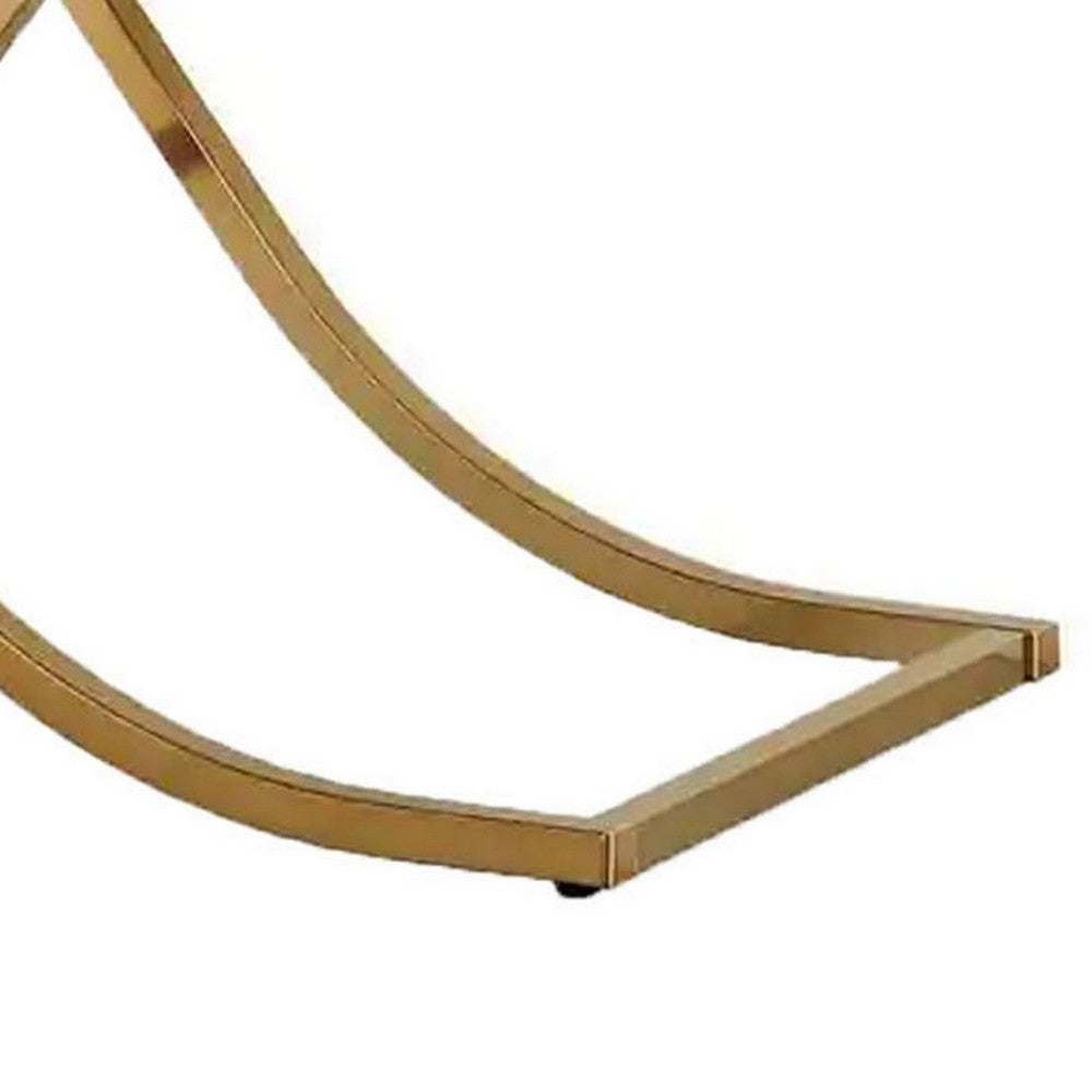 Gavin 48 Inch Sofa Console Table, Mirrored Panels, Crossed Frame, Gold  - BM300553