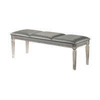 Sam 54 Inch Modern Upholstered Bench, Clear Acrylic Legs, Crystal Accents - BM300559