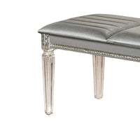 Sam 54 Inch Modern Upholstered Bench, Clear Acrylic Legs, Crystal Accents - BM300559