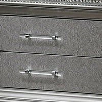 Sam 30 Inch Nightstand, Crystal Accents, Clear Acrylic Legs, Silver - BM300562