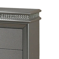 Sam 30 Inch Nightstand, Crystal Accents, Clear Acrylic Legs, Silver - BM300562