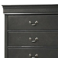 Ryla 48 Inch Tall Dresser Chest, 5 Drawers, Metal Handles, Solid Gray Wood - BM300574