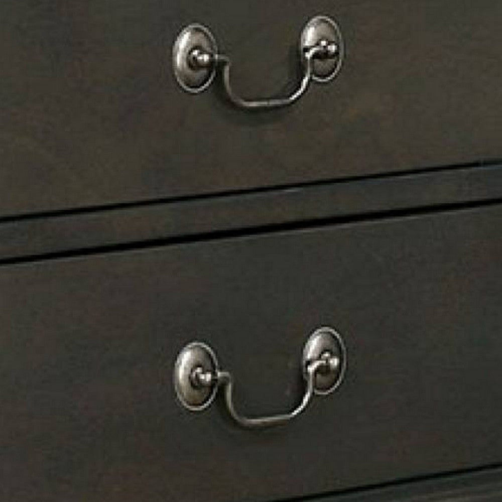 Ryla 24 Inch Nightstand, 2 Drawers, Solid Wood, Metal Drop Handles, Gray - BM300576