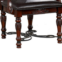 Albi 28 Inch Carved Dining Armchair, Set of 2, Black Faux Leather - BM300607