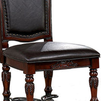 Albi 28 Inch Dining Chair, Set of 2, Black Faux Leather, Scrolled Metal  - BM300608