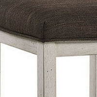 Berg 26 Inch Stool, Brown Fabric Padded Seat, White Wood Base, Set of 2 - BM300614