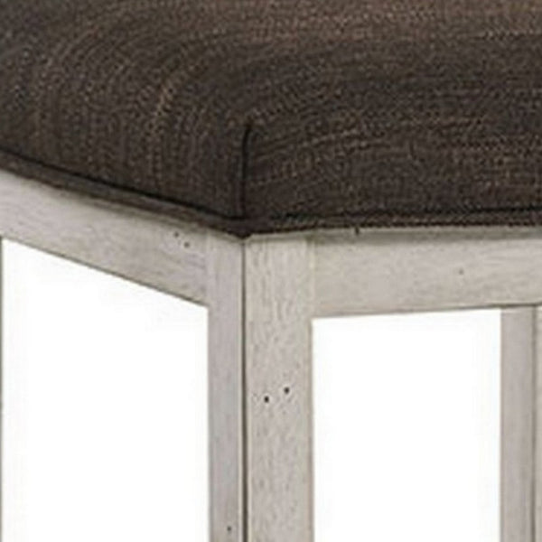 Berg 26 Inch Stool, Brown Fabric Padded Seat, White Wood Base, Set of 2 - BM300614