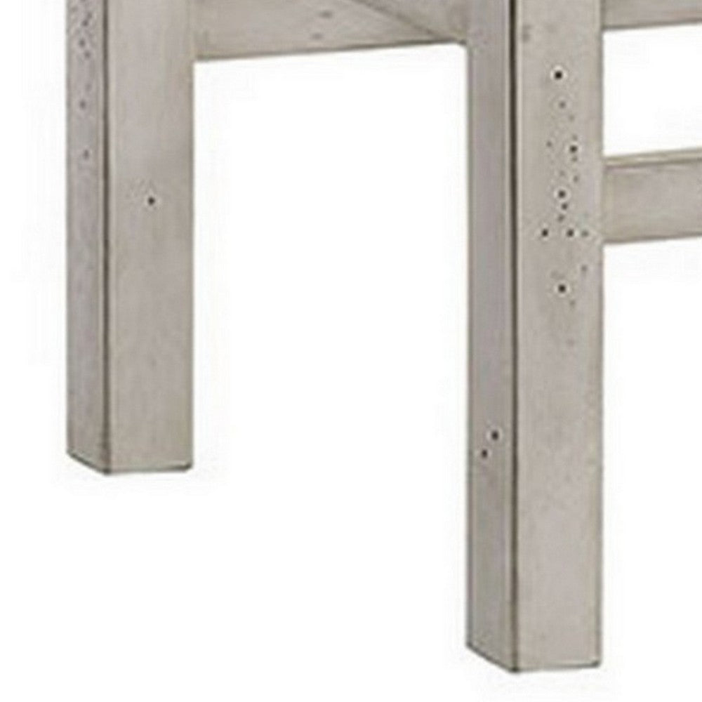 Berg 26 Inch Stool, Brown Fabric Padded Seat, White Wood Base, Set of 2 - BM300614