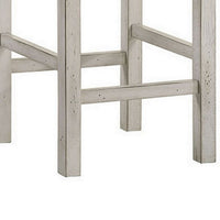 Berg 26 Inch Stool, Brown Fabric Padded Seat, White Wood Base, Set of 2 - BM300614