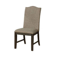 20 Inch Dining Chair, Set of 2, Gray Fabric, Espresso Wood, Nailhead Trim - BM300617