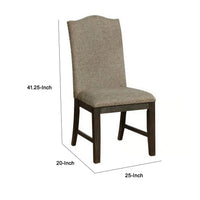 20 Inch Dining Chair, Set of 2, Gray Fabric, Espresso Wood, Nailhead Trim - BM300617