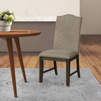 20 Inch Dining Chair, Set of 2, Gray Fabric, Espresso Wood, Nailhead Trim - BM300617