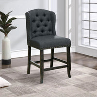 Bega 24 Inch Counter Height Chair, Set of 2, Wingback, Tufted, Smooth Gray - BM300619