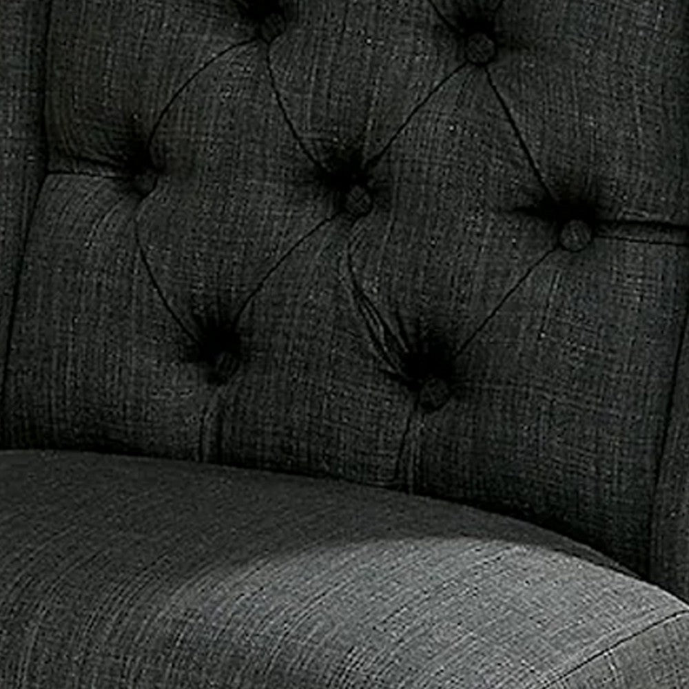 Bega 23 Inch Dining Chair, Set of 2, Wingback, Button Tufted, Black, Gray - BM300620