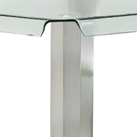 Jan 39 Inch Counter Height Glass Table, Square Top, Curved, Chrome Legs - BM300624