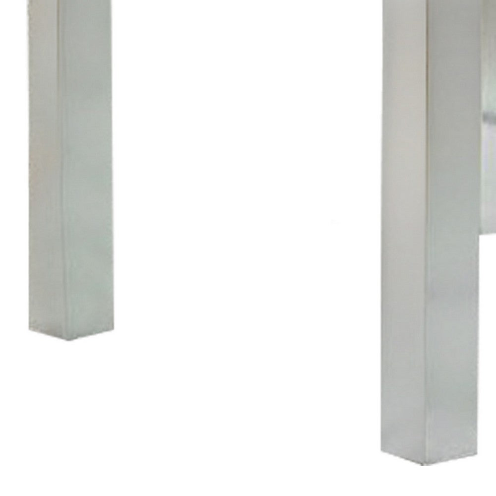 Jan 39 Inch Counter Height Glass Table, Square Top, Curved, Chrome Legs - BM300624