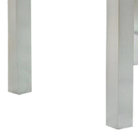 Jan 39 Inch Counter Height Glass Table, Square Top, Curved, Chrome Legs - BM300624