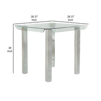 Jan 39 Inch Counter Height Glass Table, Square Top, Curved, Chrome Legs - BM300624