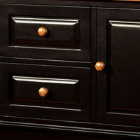 Fritz 52 Inch Server, 2 Cabinets, 2 Drawers, Black, Oak Brown, Turned Legs - BM300629