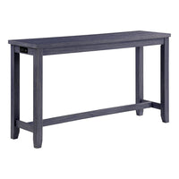 Eala 4 Piece Counter Height Table and Stool Set, Blue Wood, Gray Fabric - BM300631