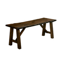 Naef 54 Inch Wood Dining Bench, Walnut Brown, Live Edges, Angled Legs  - BM300632