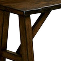 Naef 54 Inch Wood Dining Bench, Walnut Brown, Live Edges, Angled Legs  - BM300632