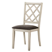 Ara 18 Inch Dining Chair, Set of 2, Crossbuck Back, White Wood, Gray Fabric - BM300637