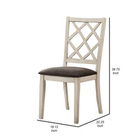 Ara 18 Inch Dining Chair, Set of 2, Crossbuck Back, White Wood, Gray Fabric - BM300637