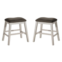 Rune 25 Inch Counter Height Wood Stool, Set of 2, Off White, Gray Seating - BM300644