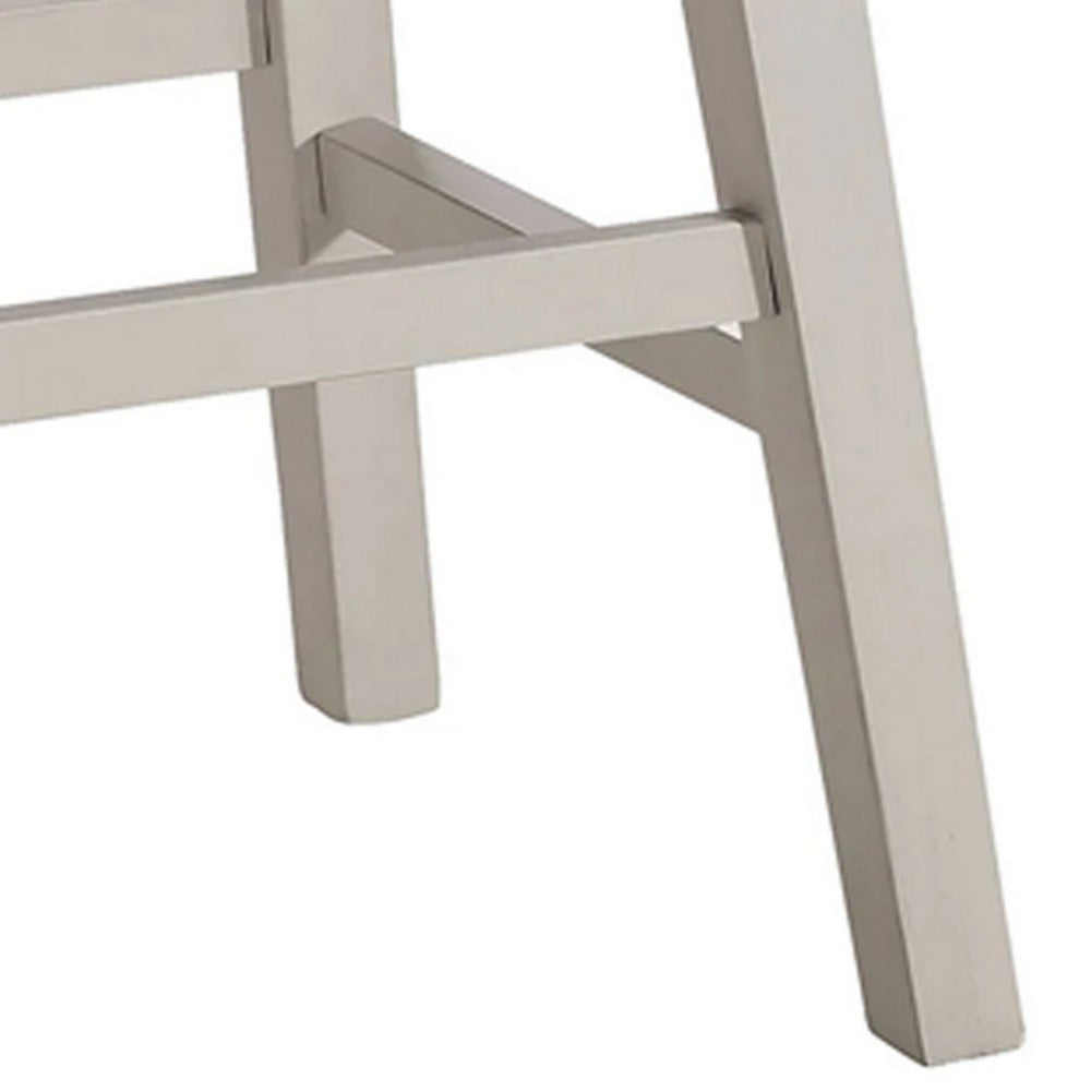 Rune 25 Inch Counter Height Wood Stool, Set of 2, Off White, Gray Seating - BM300644