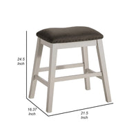 Rune 25 Inch Counter Height Wood Stool, Set of 2, Off White, Gray Seating - BM300644