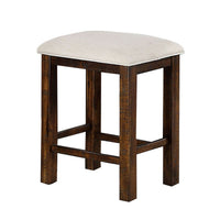 Shaw 25 Inch Counter Height Stool, Set of 2, Beige Seat, Rustic Brown Base - BM300653