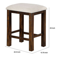 Shaw 25 Inch Counter Height Stool, Set of 2, Beige Seat, Rustic Brown Base - BM300653